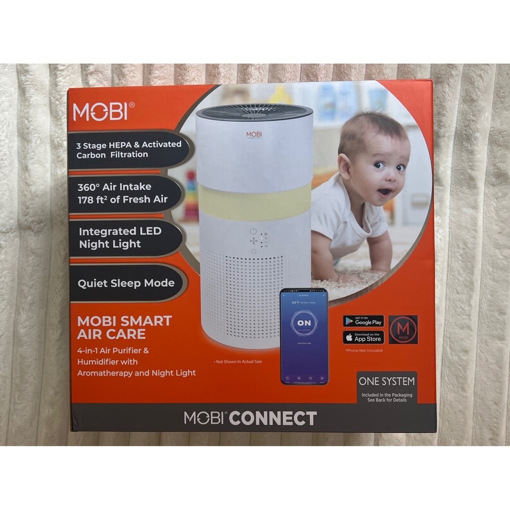 MOBI Smart Air Care 4-in-1 HEPA‎ Air Purifier Humidifier Night Light 70692 White